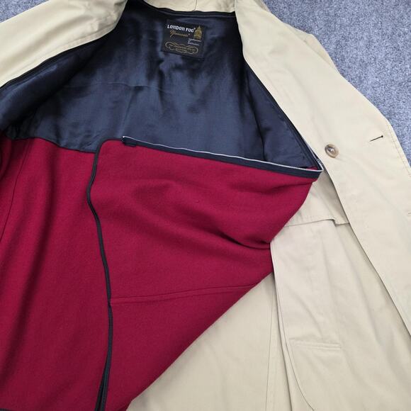 Vintage London Fog Coat Mens 40 Regular Double Breasted Wool Lined 70s Baltimore - Picture 14 of 16